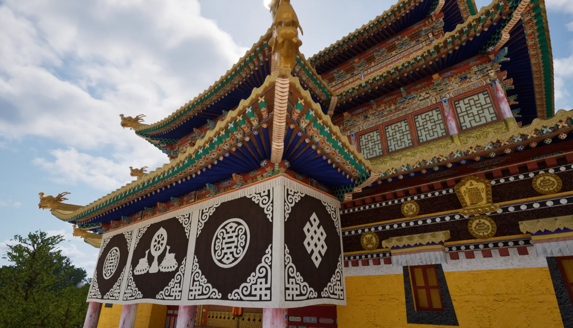 郎木寺续部经堂建筑的三维数字复原画面